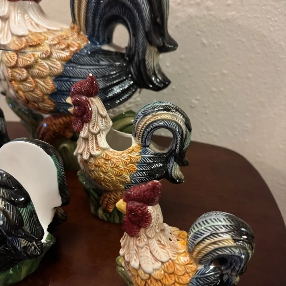 Vintage Jay Imports Rooster Cookie Jar Set